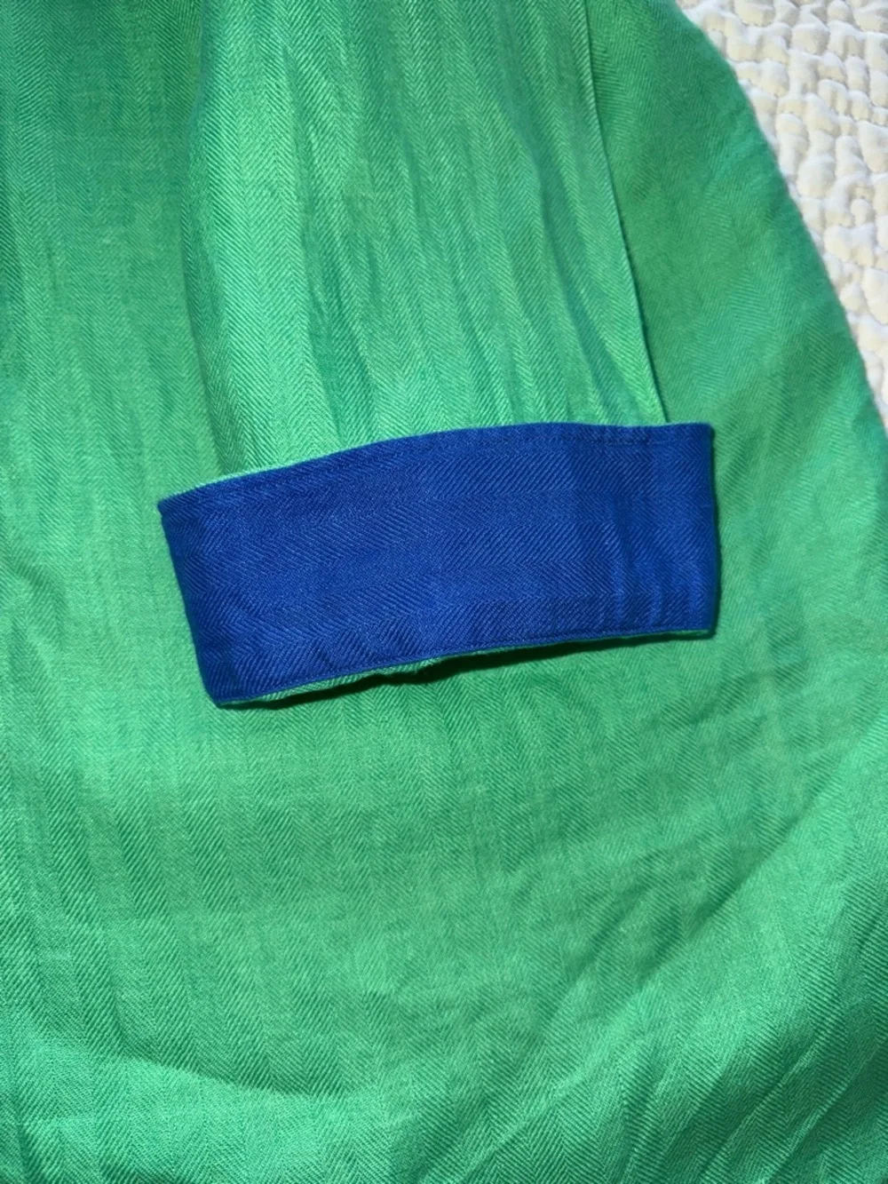 Lauren Ralph Lauren Linen Green Button Up Shirt Blue Contrast Trim Logo Crest 1X - Picture 10 of 12